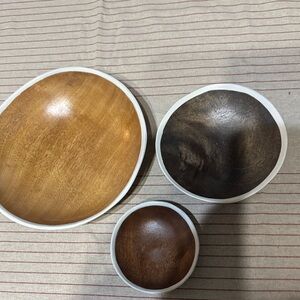 Crate&Barrel Set of Three Wooden Bowls